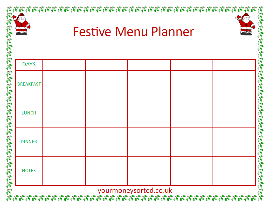 christmas menu planner