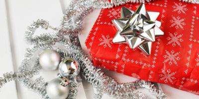 christmas presents and tinsel
