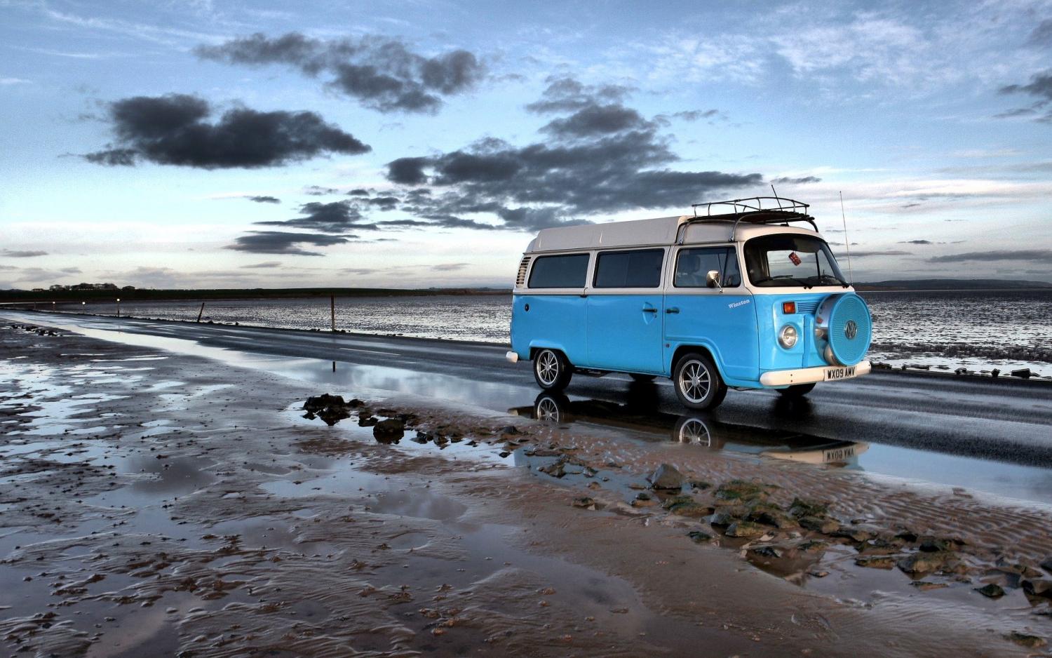 blue vw campervan