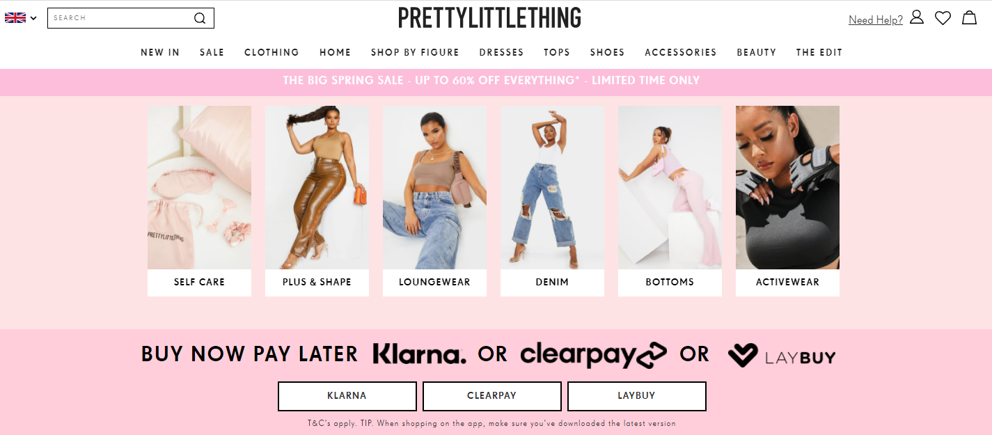 pretty little thing buy now, pay later 
