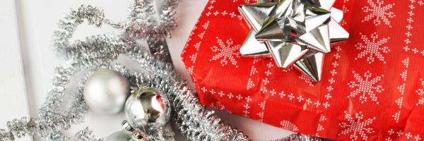 christmas presents and tinsel